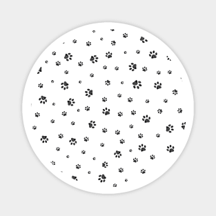 Black doodle paw prints Magnet